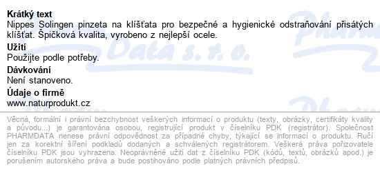 Nippes Pinzeta Na Klíšťata 1ks - popis