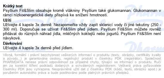 Psyllium Fit&slim 148g Cps.180 Topnatur - popis