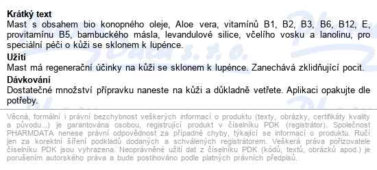 Konopné Mazání Lupénka 75ml - popis