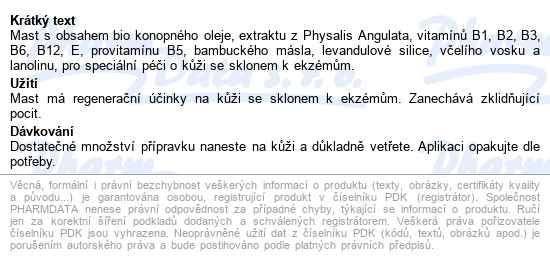 Konopné Mazání Ekzém 75ml - popis