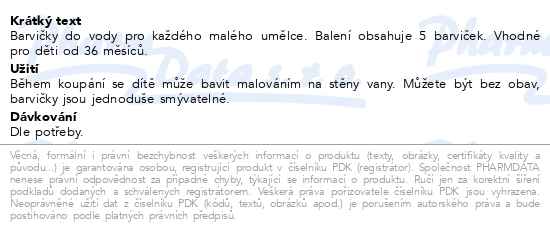 Nuby Barvičky do vody 36m+ 5 kusů - popis