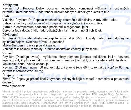 Dr.popov Psyllium Detox Cps.120 - popis