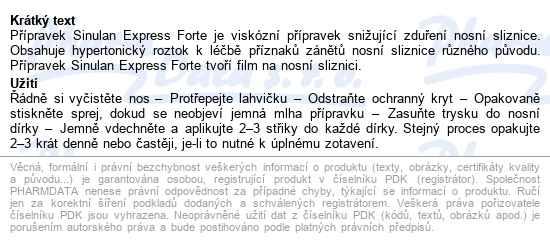Sinulan Express Forte Nosní Sprej 15ml - popis