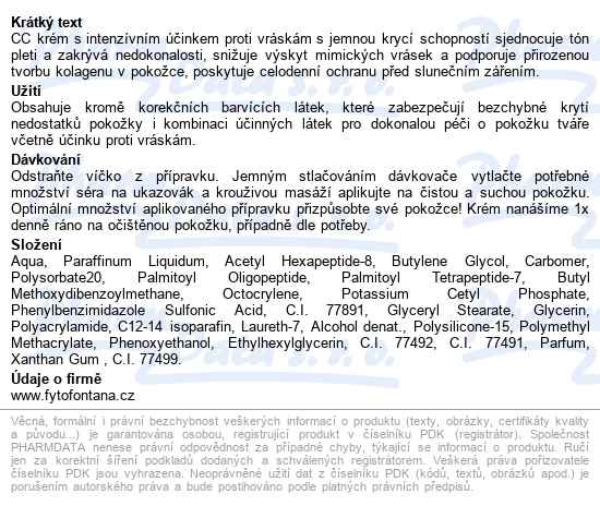 Fc Cc Ceutical Krém Proti Vráskám Jemně Krycí 30ml - popis