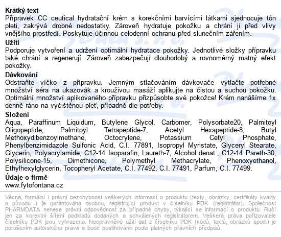 Fc Cc Ceutical Hydratační Krém 30ml - popis