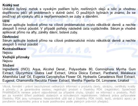 Swissmedicus Aftystop Bylinné Sérum 10ml - popis