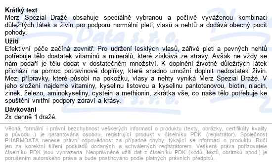 Merz Spezial Dražé 60ks - popis