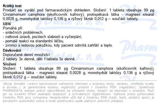 Camphora Akh Tbl.60 - popis