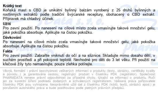 Herbamedicus Koňská Mast S Cbd Chladivá 200ml - popis