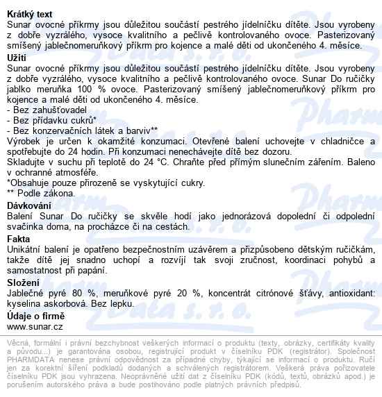 Sunar Do Ručičky Jablko-meruňka 100g - popis