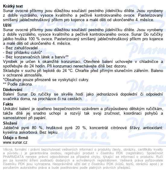 Sunar Do Ručičky Jablko-hruška 100g - popis