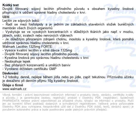 Walmark Lecithin Forte 1325mg Tobolek 120 - popis
