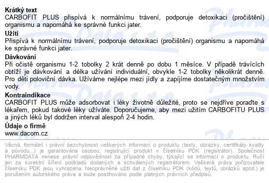 Carbofit Plus Tobolek 60 - popis