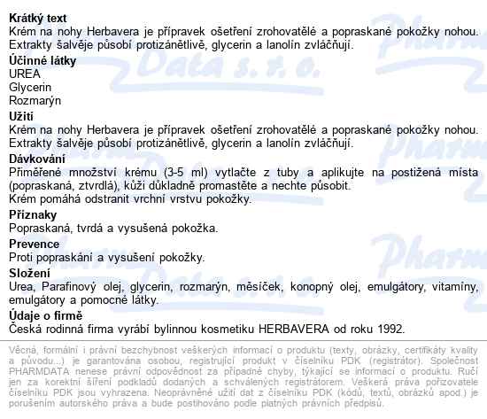 Krém Na Nohy 20% Urea Herbavera 80ml - popis