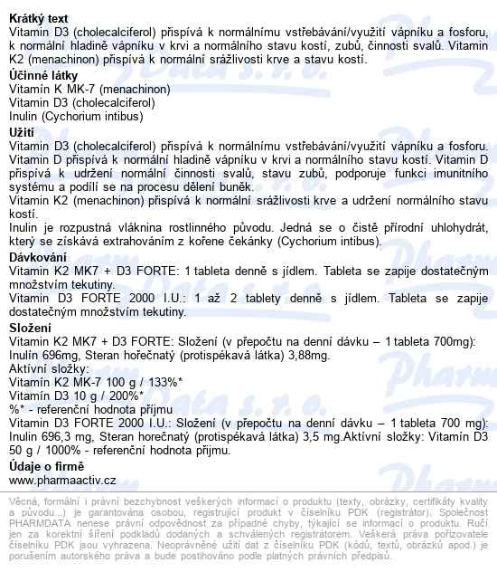 Vit.k2 Mk7+d3 For.tbl.125+vit.d3 For.2000i.u.tbl30 - popis
