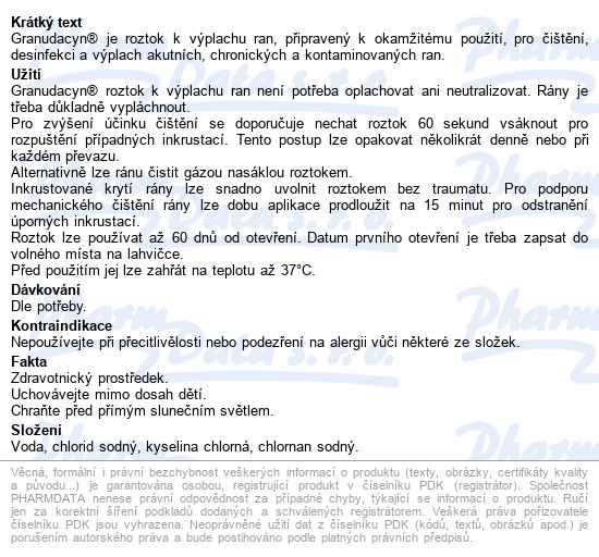 Granudacyn Wound Irrigation Solution 1000 ml, čistící a oplachový roztok na rány - popis