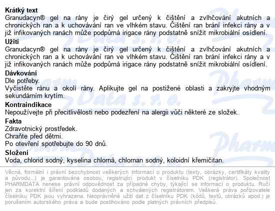 Granudacyn Wound Gel 250g, antiseptický gel na rány, s aplikátorem - popis