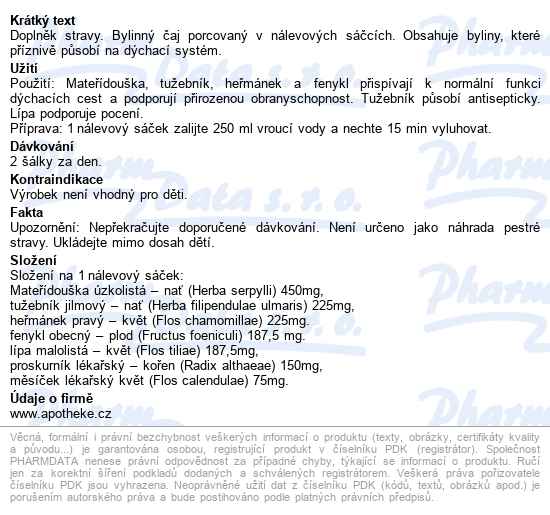 Apotheke Nosohltan A Dutiny čaj 20x1.5g - popis