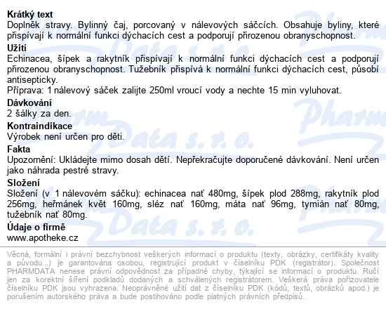 čaj Bylináře Na Imunitu A Dýchací Cesty 40x1.6g - popis