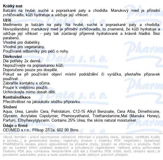 Medimento Foot Balm Balzám Na Nohy 60ml - popis