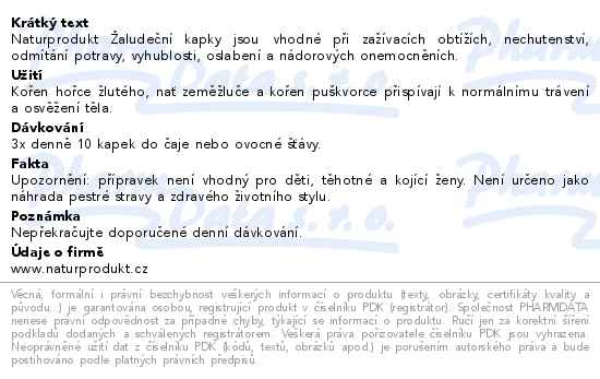 Naturprodukt Žaludeční kapky 50ml - popis