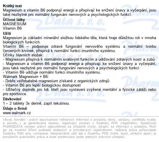 Walmark Magnesium + B6 Tbl.90 - popis