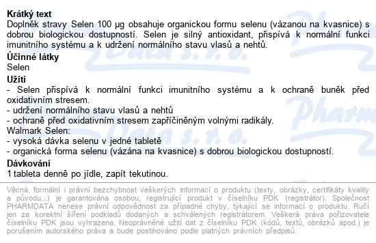 Walmark Selen 100mcg Tbl.90 - popis