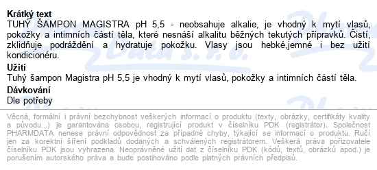 Tuhý šampon Magistra Ph 5.5 100g - popis