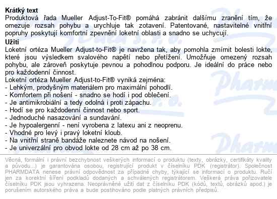 Mueller Adjust To Fit Ortéza Na Loket - popis