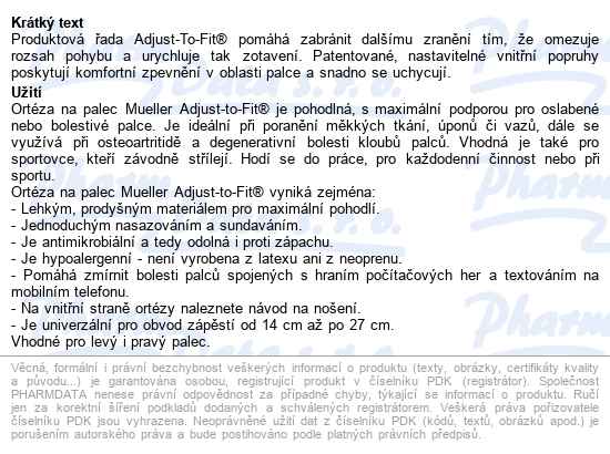Mueller Adjust To Fit Ortéza Na Palec - popis