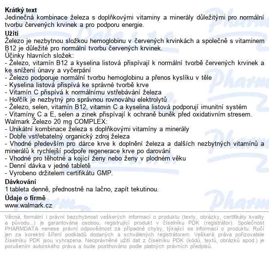 Walmark železo 20mg Tbl.30 - popis