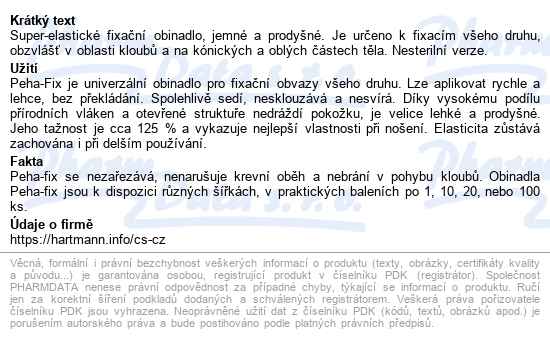 Obinadlo Elastické Fixační Peha Fix 10cmx4m,v napn.stavu,20ks - popis