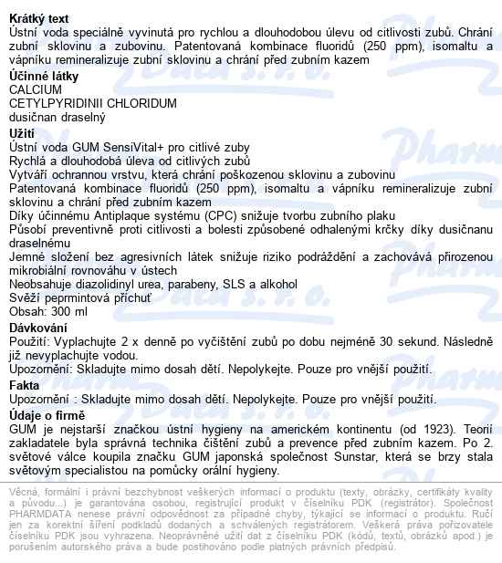 Gum Sensivital+ústní Voda Cit.zuby 300mlg6081emea - popis