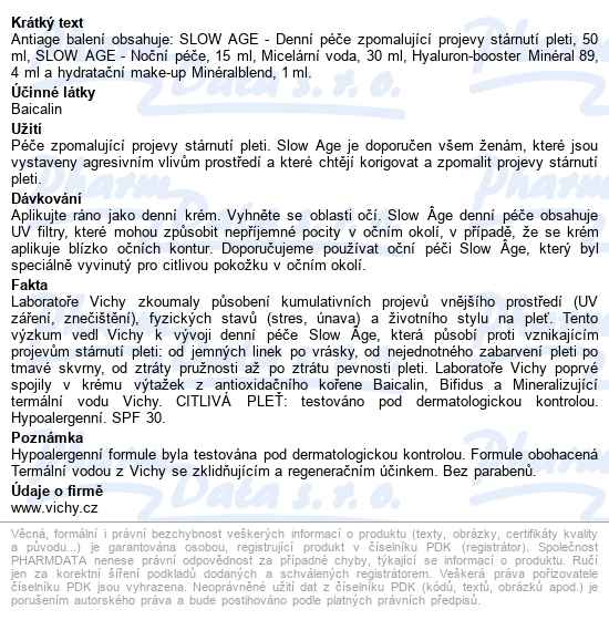 Vichy Slow Age Anti-age Promo 2019 - popis