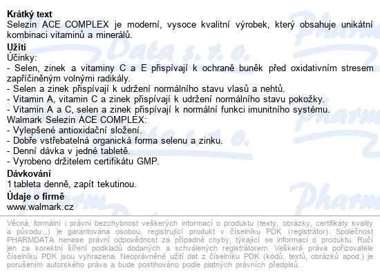 Walmark Selezin Ace Complex Tbl.30 - popis