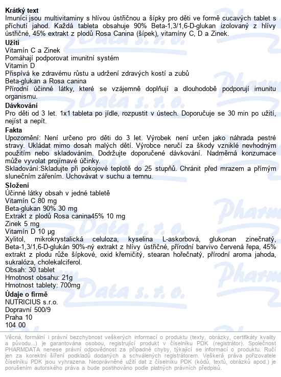 Imuníci Hlíva ústřičná S Vit.d Pro Děti Tbl.30 - popis
