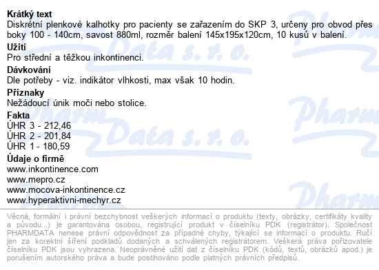 Kalhotky Absorpční Id Pants Intime Large Normal boky 100-145cm,880ml,prodyšné,10ks - popis