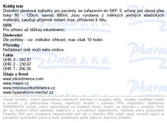 Kalhotky Absorpční Id Pants Intime Medium Normal boky 80-120cm,880ml,prodyšné,12ks - popis
