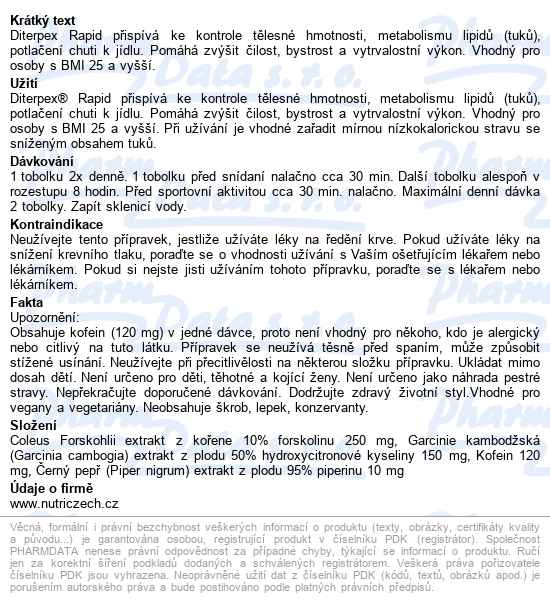 Diterpex Rapid 30 Vega Tobolek - popis