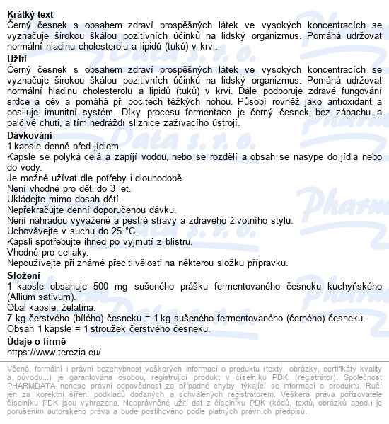 Terezia černý česnek Cps.60 - popis