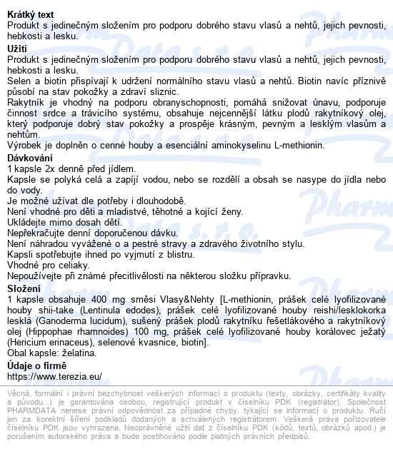 Terezia Vlasy&nehty Cps.60 - popis