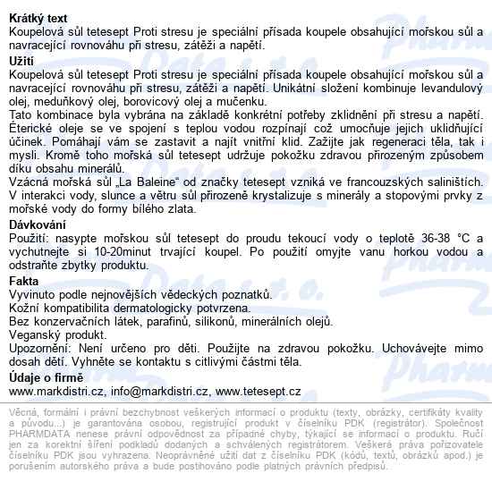 Tetesept Mořská Sůl Anti-stress 80g - popis