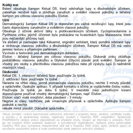 Ducray Kelual Ds šampon 100ml+elution šampon 30ml - popis