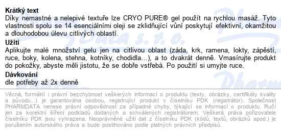 Puressentiel Cryo Pure Gel Na Svaly A Klouby 80ml - popis