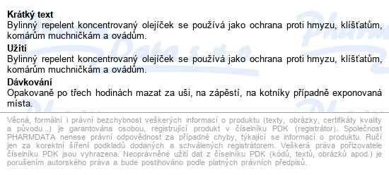 Bylinný Repelent Koncentrovaný Olejíček 50ml - popis