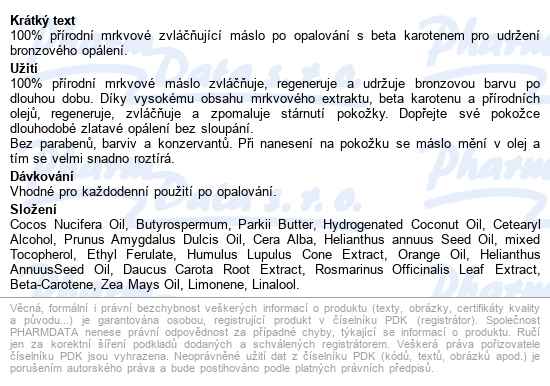 Vivaco Mrkvové Máslo Po Opalování 150ml - popis