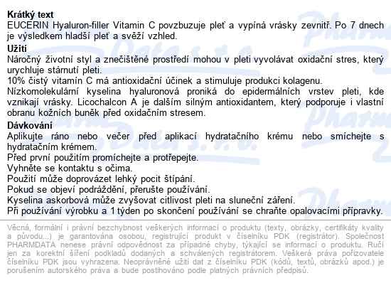Eucerin Hyaluron-filler Vitamin C Booster 8ml - popis
