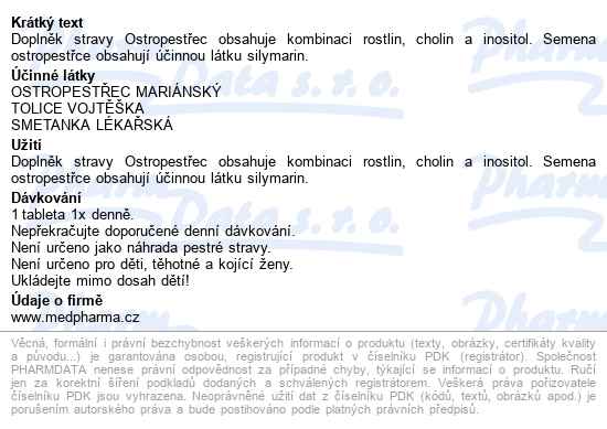Medpharma Ostropestřec (silymarin 200mg) Tbl.67 - popis