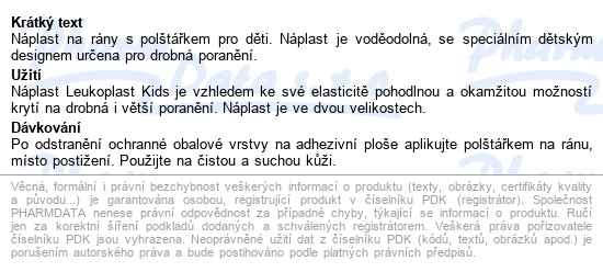 Leukoplast Kids Náplast 2 Vel. 12ks - popis