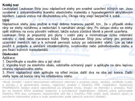 Leukoplast Leukosan Strip Náplast.stehy 2vel. 9ks - popis